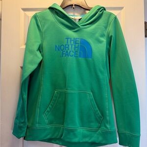 The North Face Teal Hoodie with Blue Logo